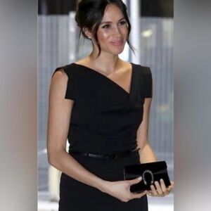 Black Halo Jackie‎ O Jumpsuit Navy Blue Size 12 NWT Stretch Gabardine Formal